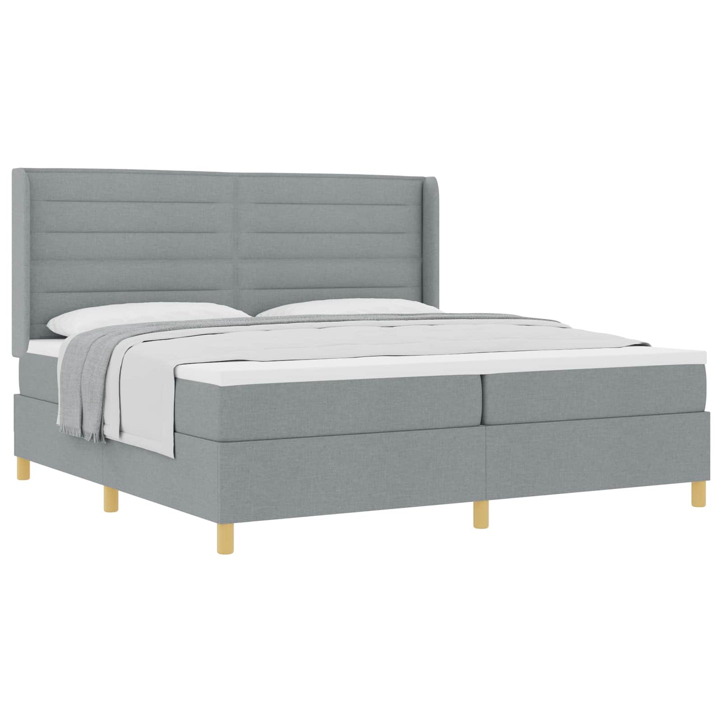 Box spring seng med madras Lysegrå 200 x 200 cm Stof