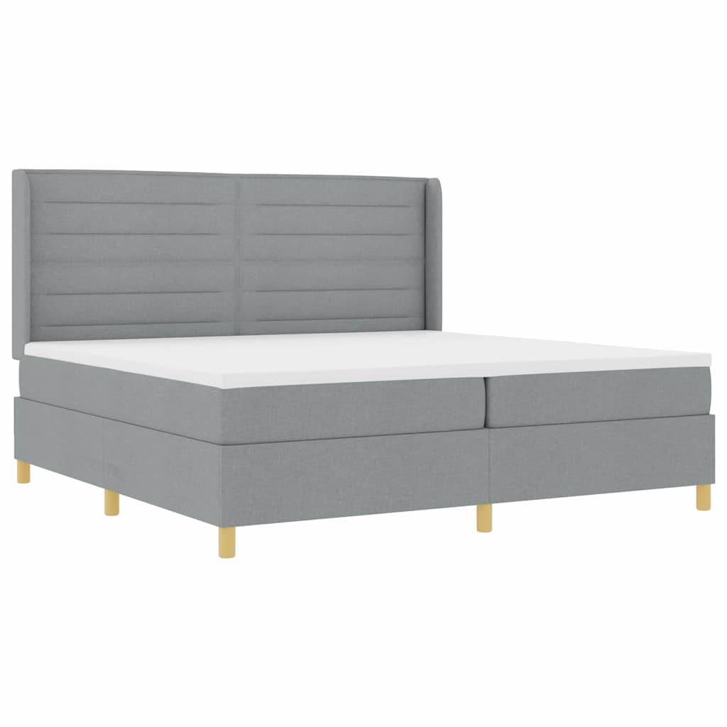 Box spring seng med madras Lysegrå 200 x 200 cm Stof
