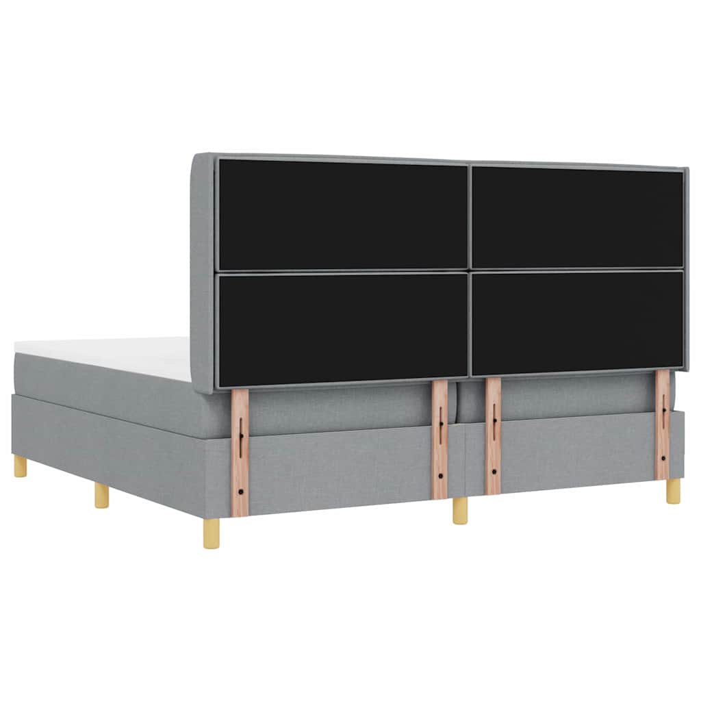 Box spring seng med madras Lysegrå 200 x 200 cm Stof
