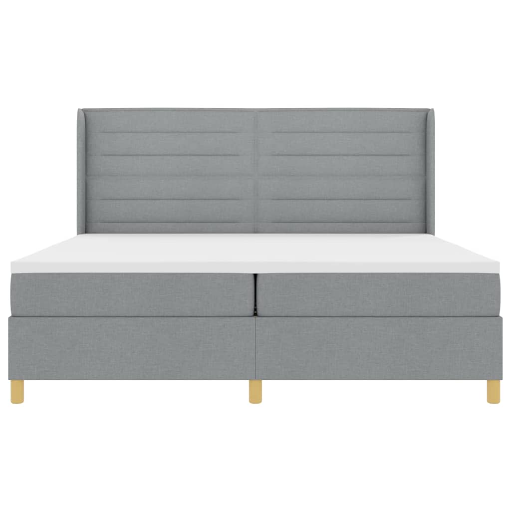 Box spring seng med madras Lysegrå 200 x 200 cm Stof