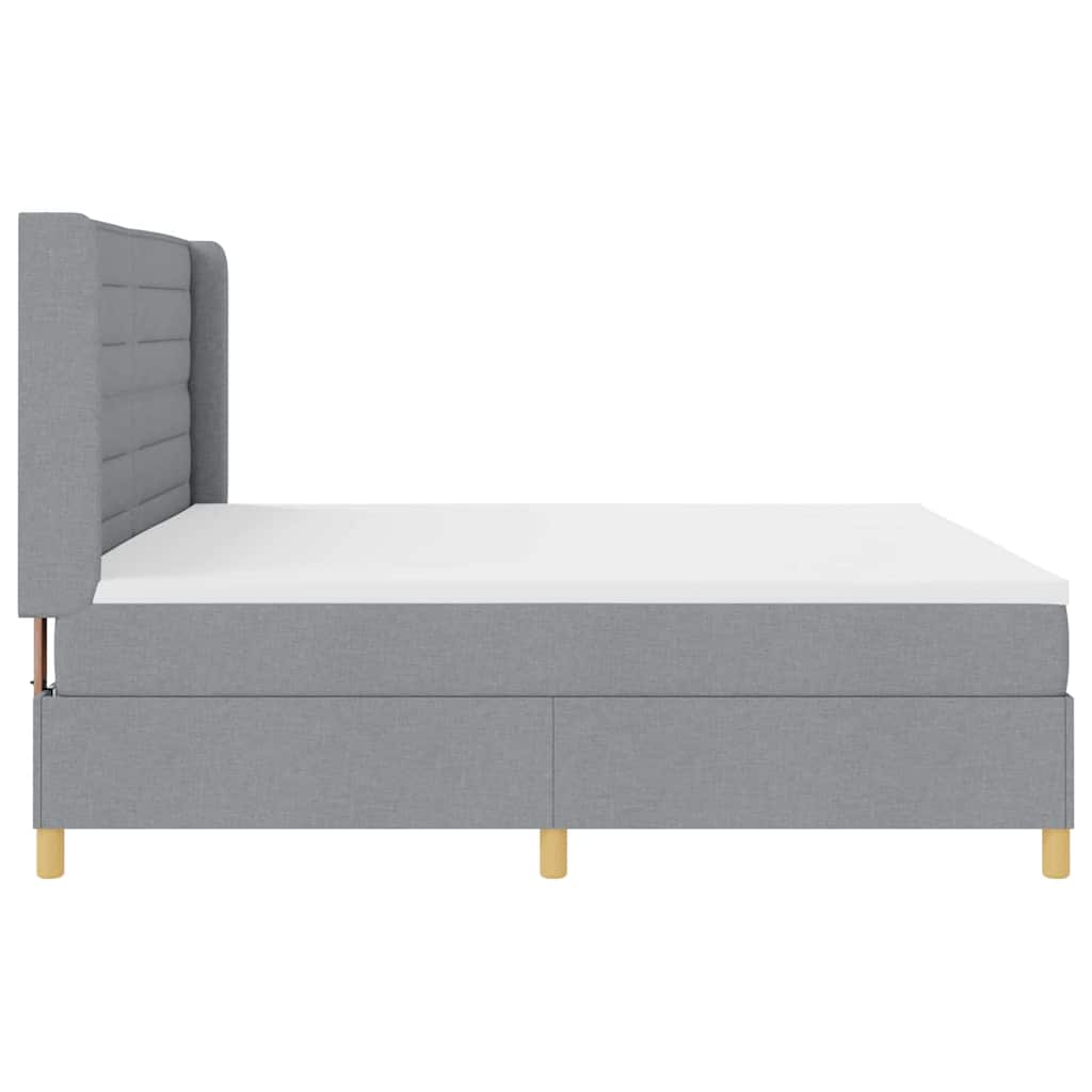 Box spring seng med madras Lysegrå 200 x 200 cm Stof