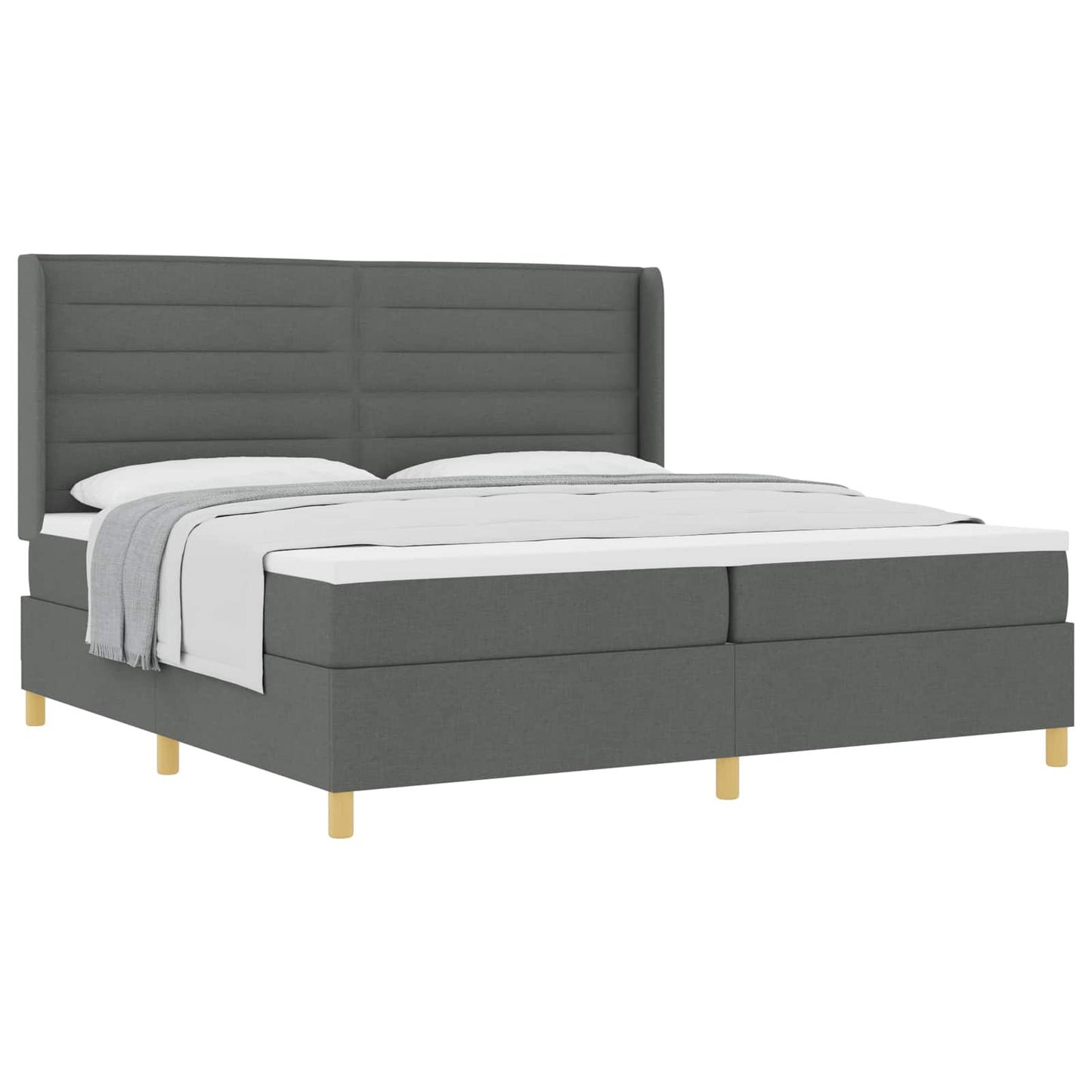 Box spring seng med madras Mørkegrå 200 x 200 cm Stof