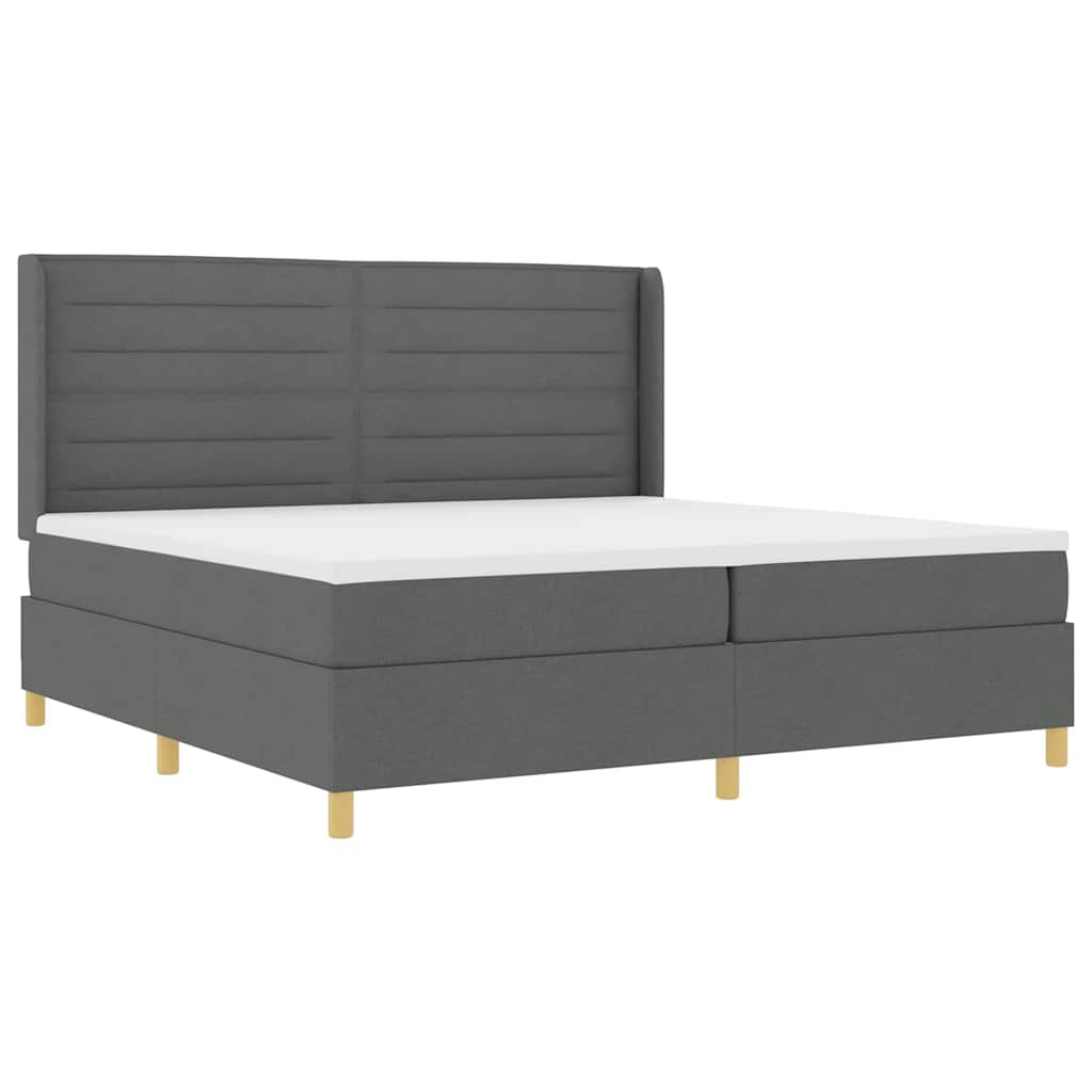 Box spring seng med madras Mørkegrå 200 x 200 cm Stof