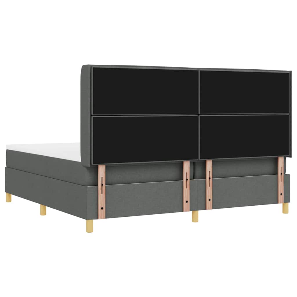 Box spring seng med madras Mørkegrå 200 x 200 cm Stof