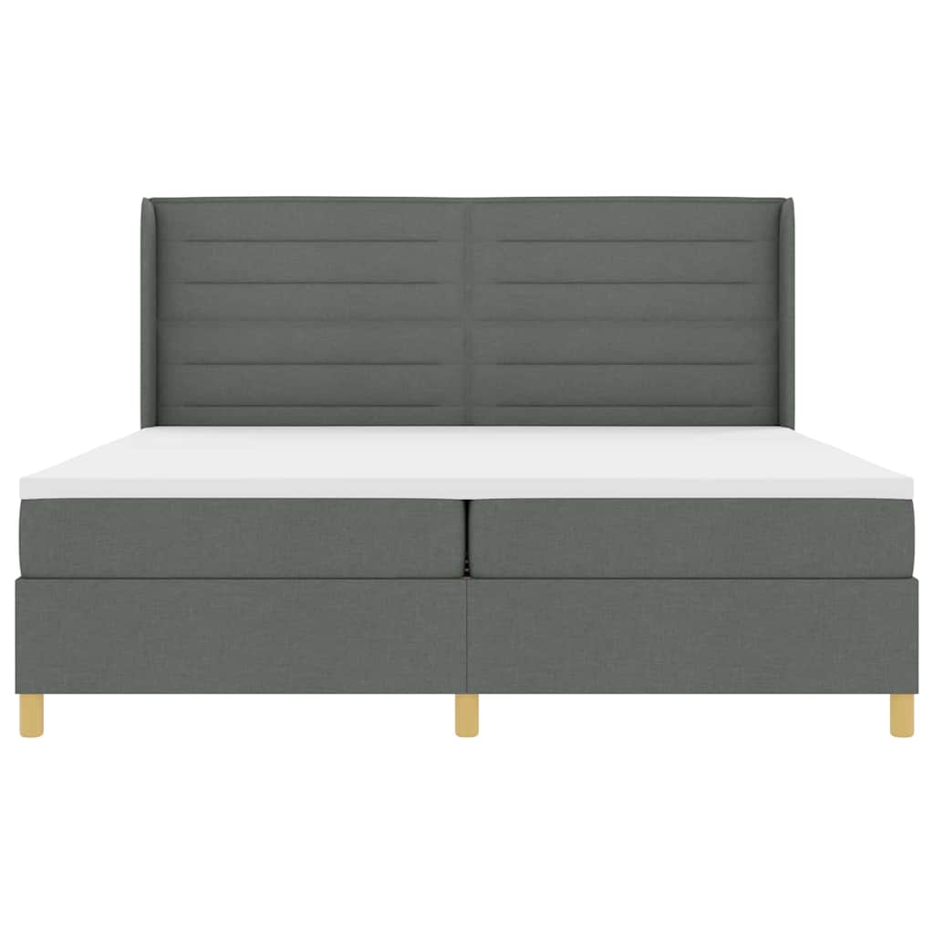 Box spring seng med madras Mørkegrå 200 x 200 cm Stof