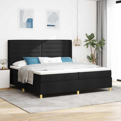 Box spring seng med madras Sort 200 x 200 cm Stof