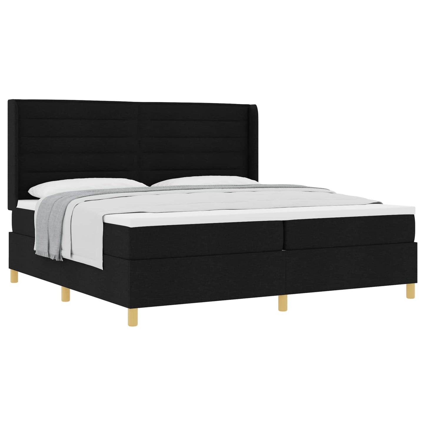 Box spring seng med madras Sort 200 x 200 cm Stof