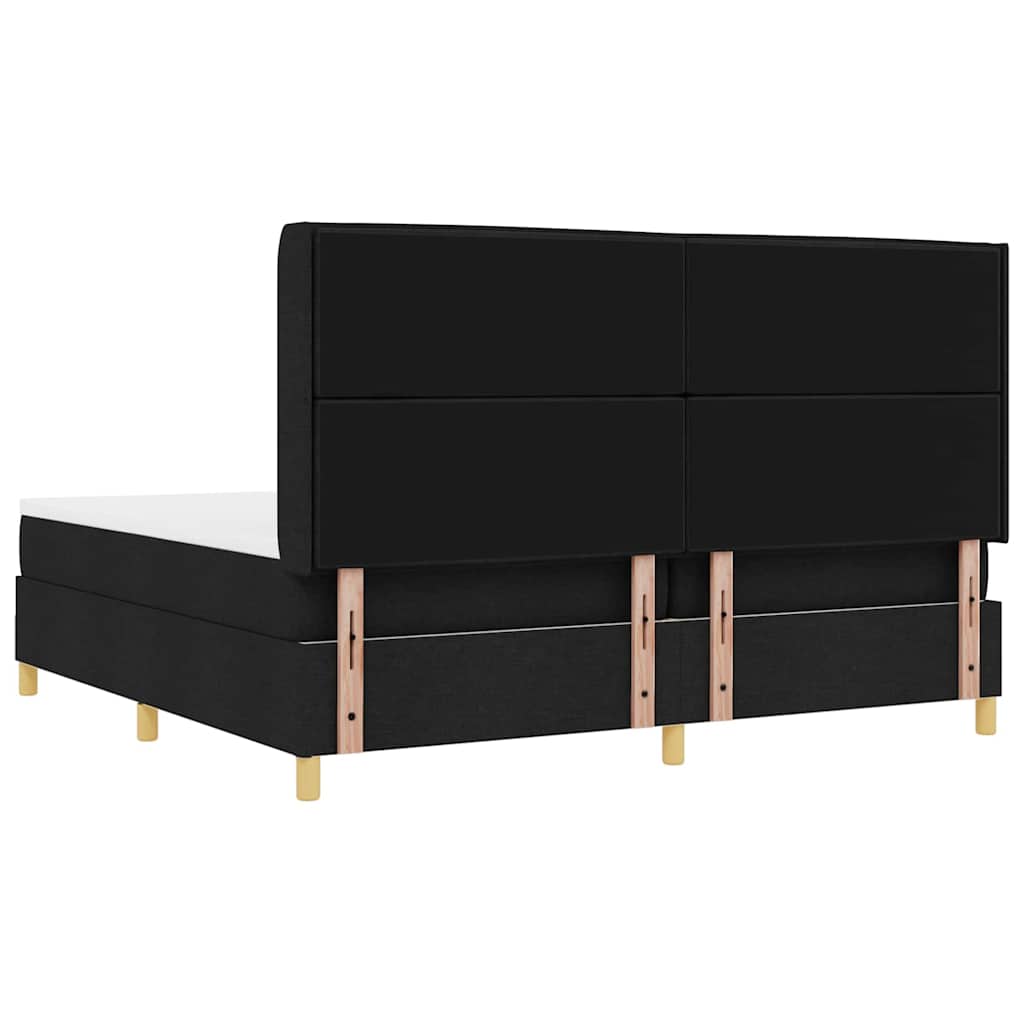 Box spring seng med madras Sort 200 x 200 cm Stof