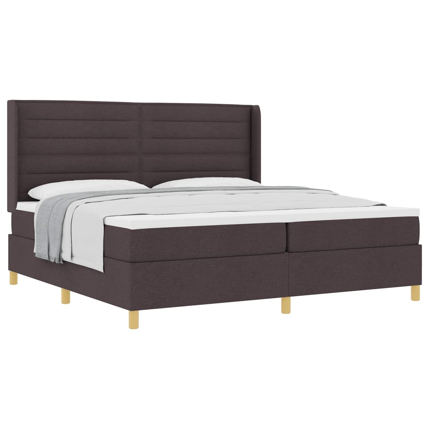 Box spring seng med madras Mørk Brun 200 x 200 cm Stof