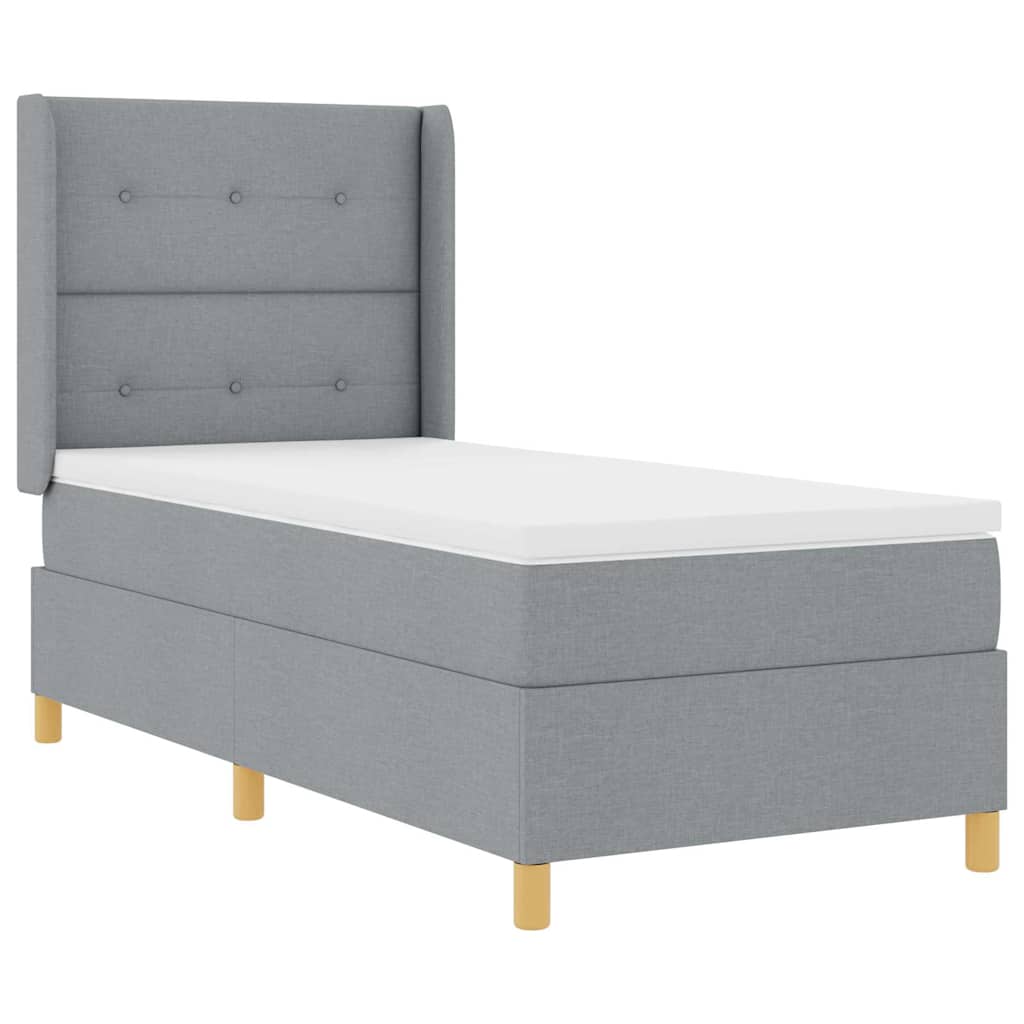 Box spring seng med hovedgærde Lysegrå 80 x 200 cm Stof