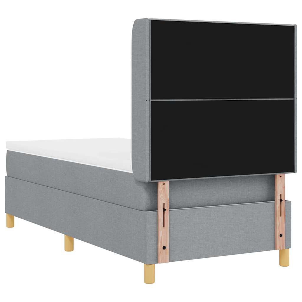 Box spring seng med hovedgærde Lysegrå 80 x 200 cm Stof