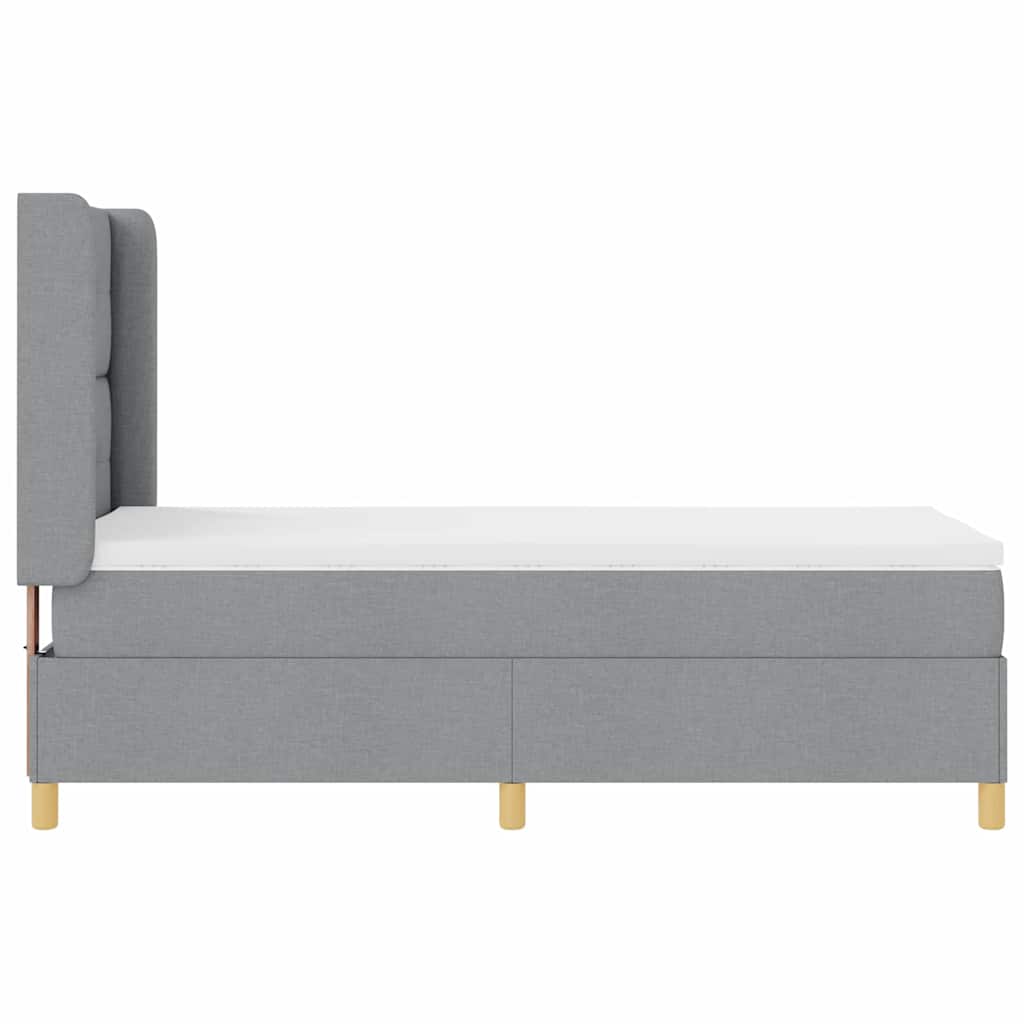 Box spring seng med hovedgærde Lysegrå 80 x 200 cm Stof