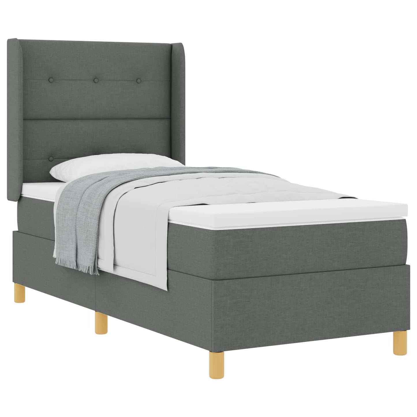 Box spring seng med hovedgærde Mørkegrå 80 x 200 cm Stof