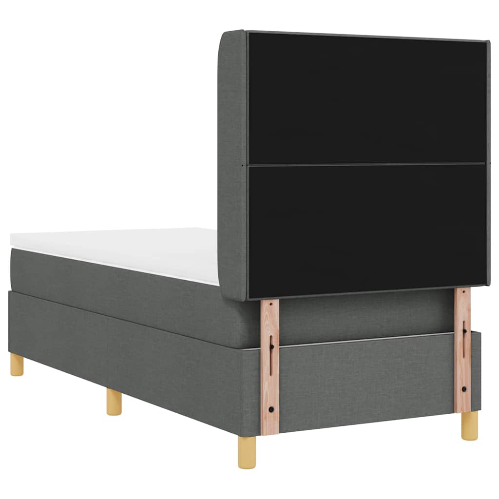Box spring seng med hovedgærde Mørkegrå 80 x 200 cm Stof