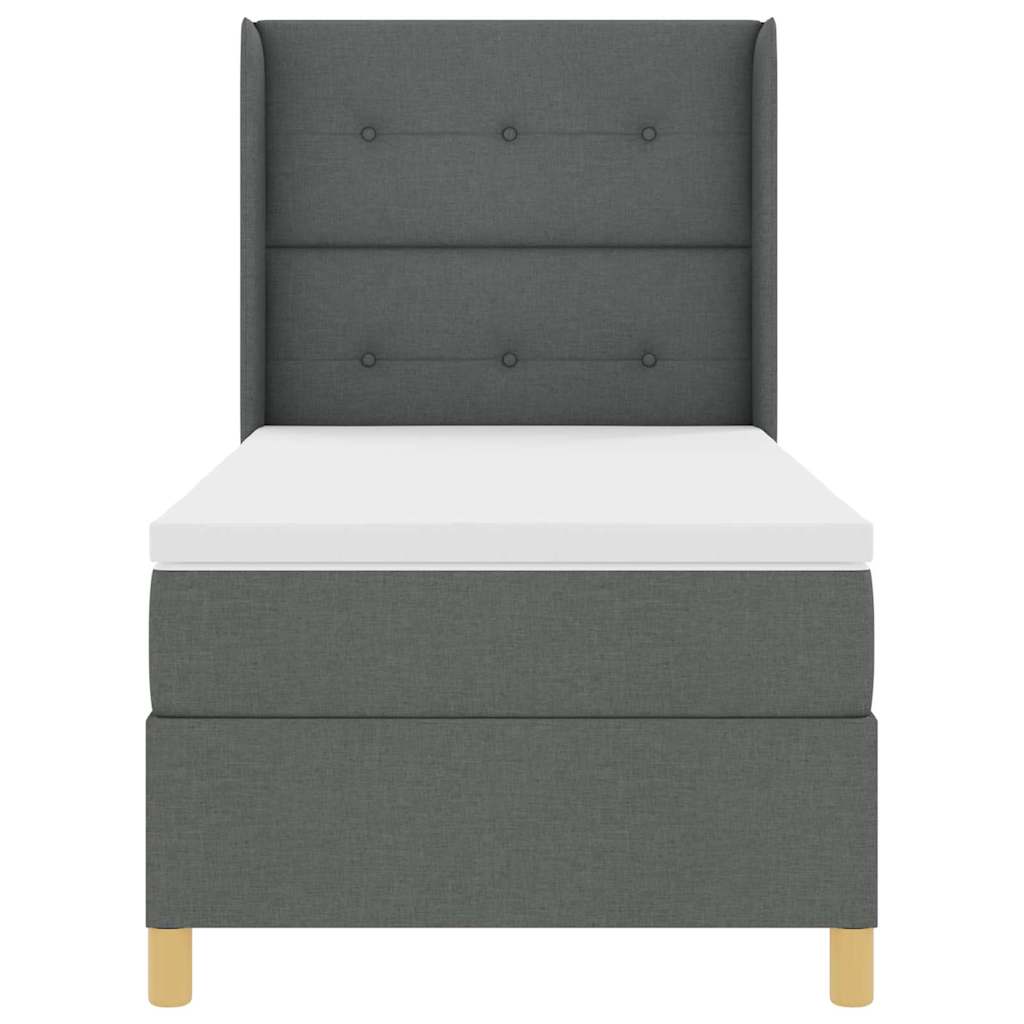 Box spring seng med hovedgærde Mørkegrå 80 x 200 cm Stof