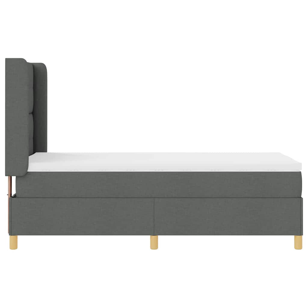 Box spring seng med hovedgærde Mørkegrå 80 x 200 cm Stof