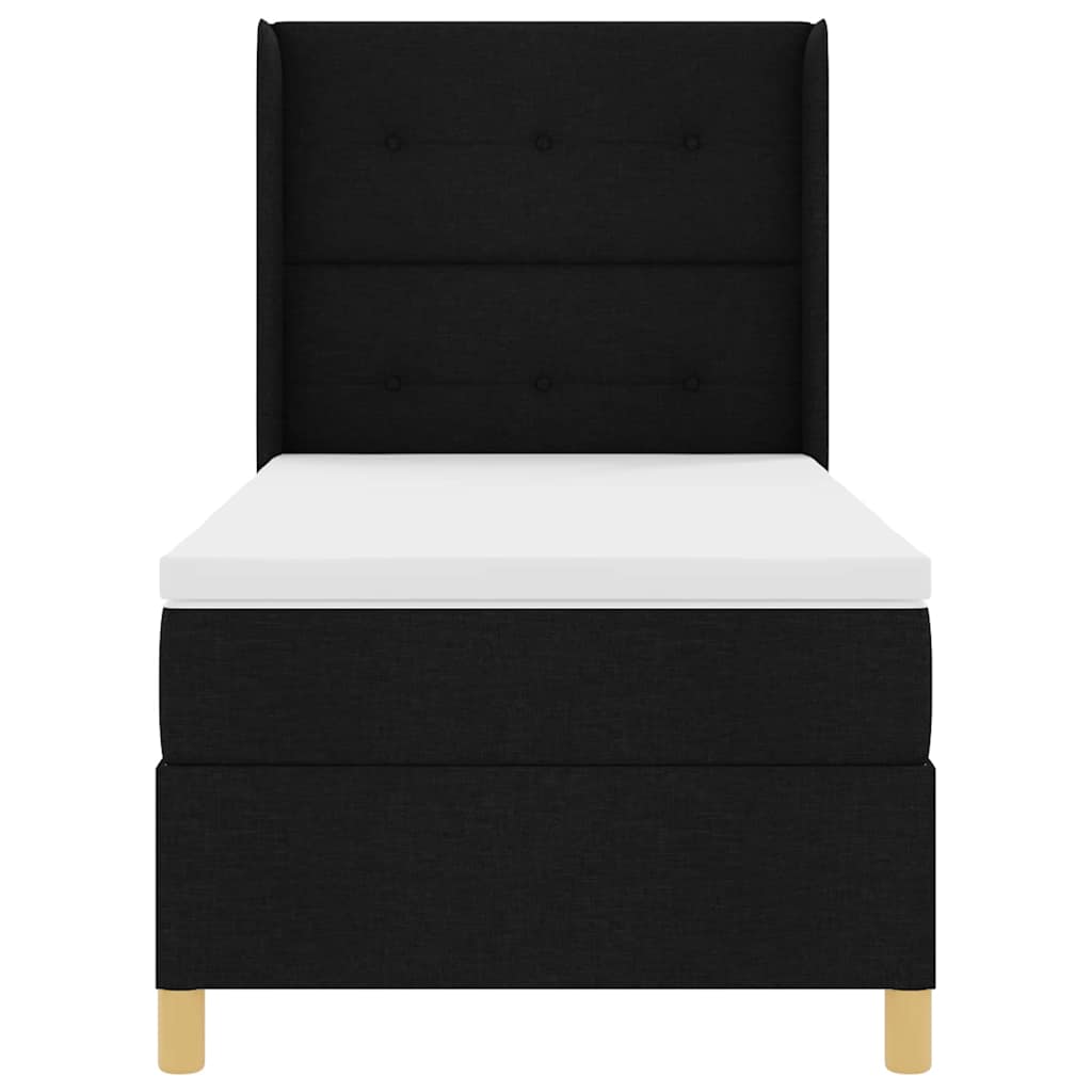 Box spring seng med hovedgærde Sort 80 x 200 cm Stof