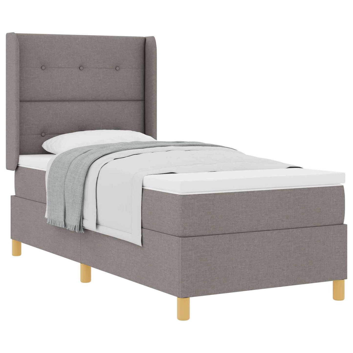 Box spring seng med hovedgærde Gråbrun 80 x 200 cm Stof