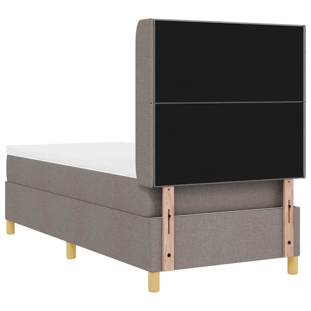 Box spring seng med hovedgærde Gråbrun 80 x 200 cm Stof