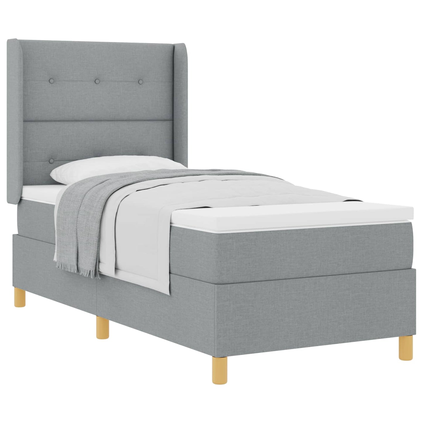 Box spring seng med hovedgærde Lysegrå 90 x 190 cm Stof