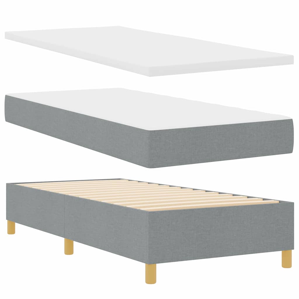 Box spring seng med hovedgærde Lysegrå 90 x 190 cm Stof