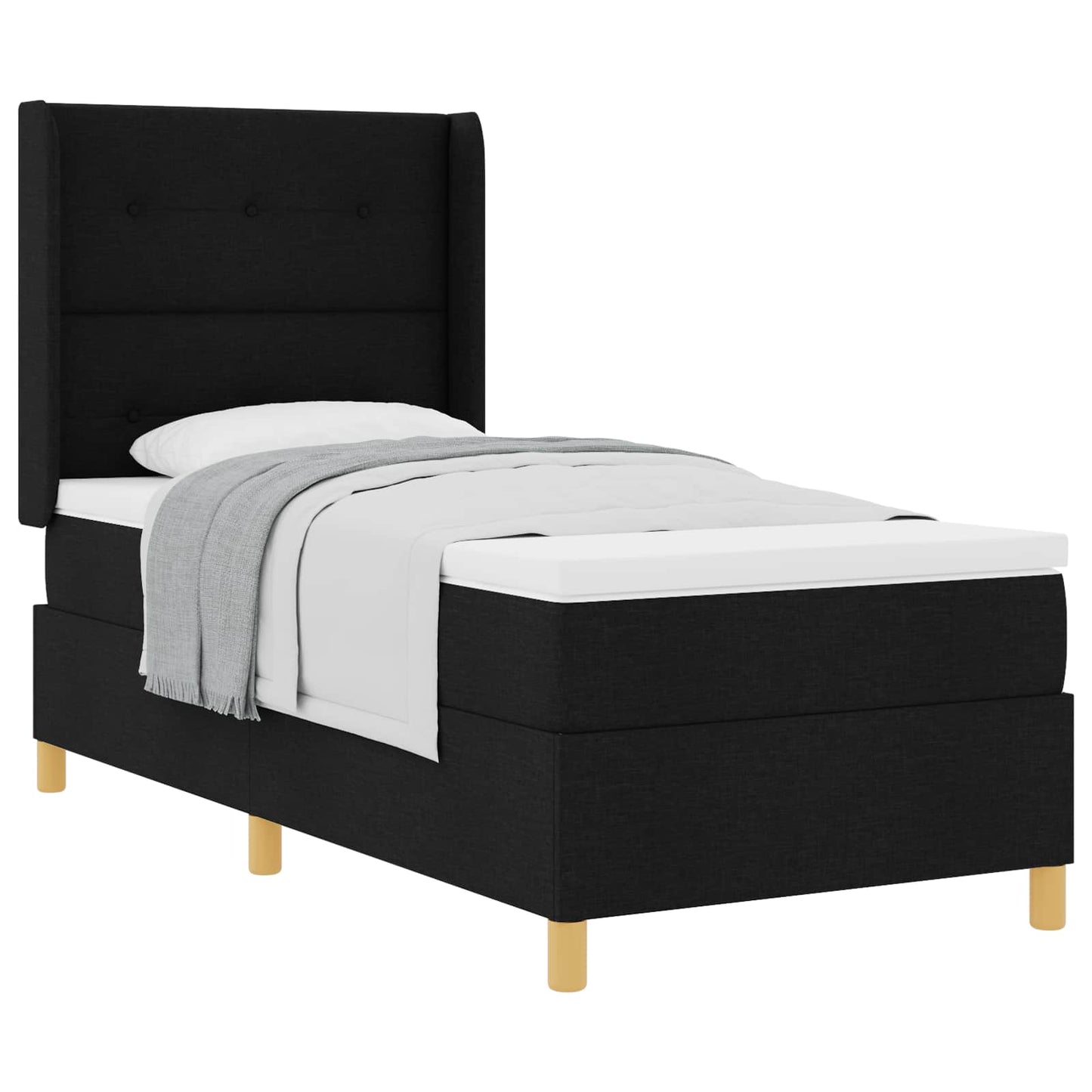 Box spring seng med hovedgærde Sort 90 x 190 cm Stof