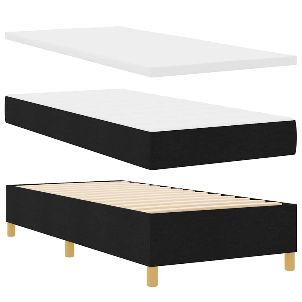 Box spring seng med hovedgærde Sort 90 x 190 cm Stof