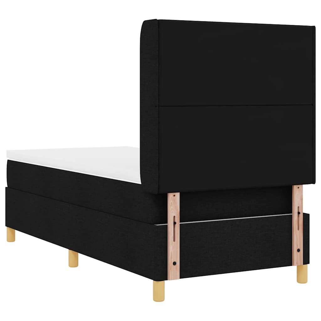 Box spring seng med hovedgærde Sort 90 x 190 cm Stof