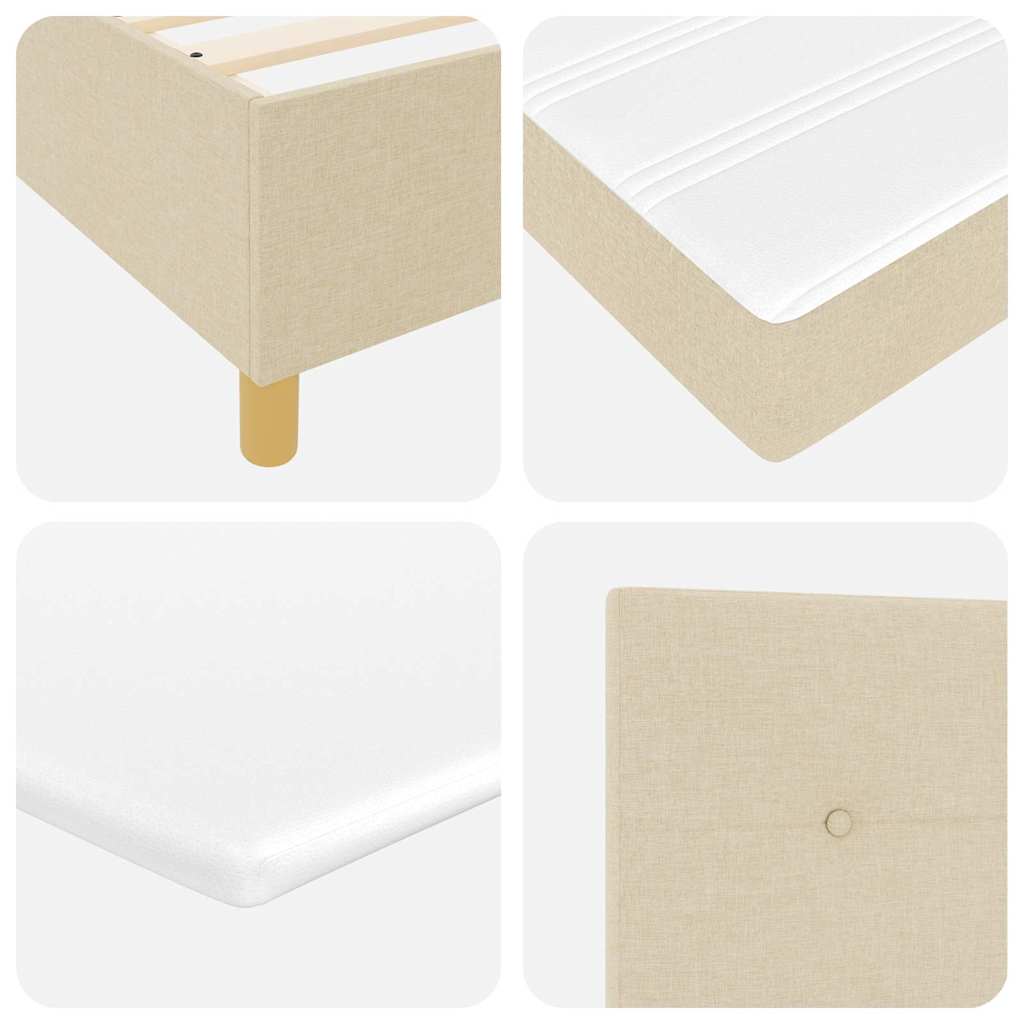 Box spring seng med hovedgærde Creme 90 x 190 cm Stof