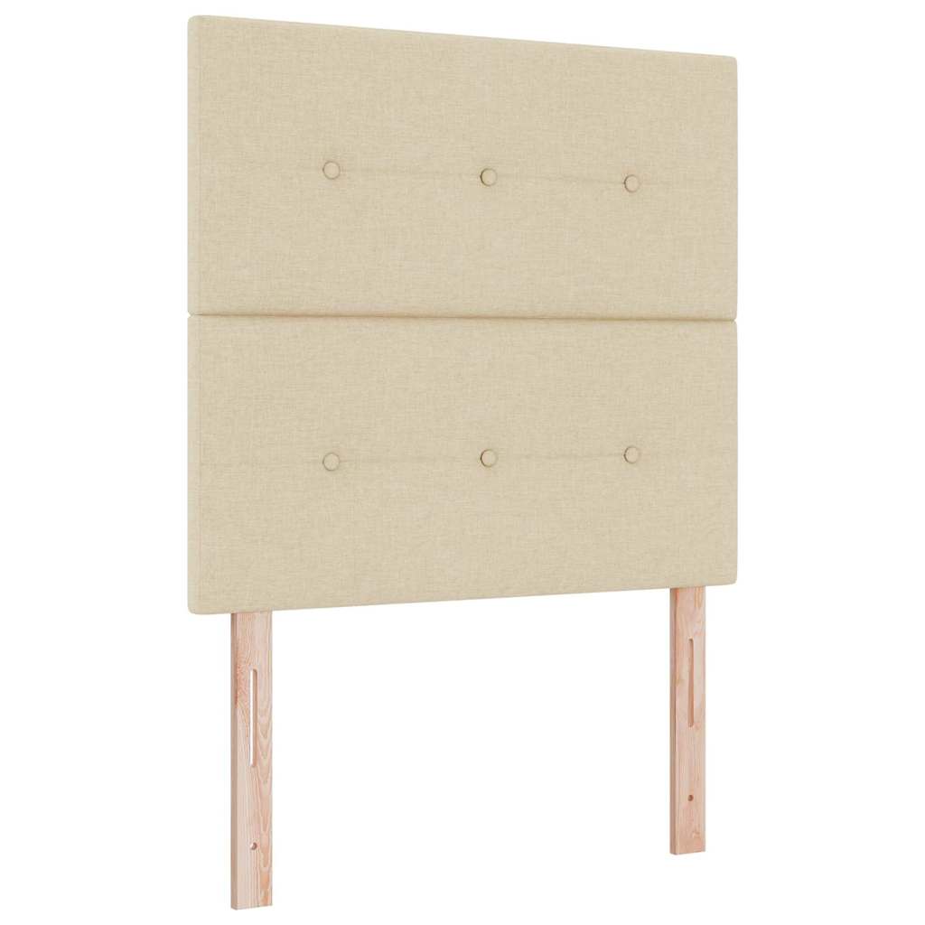 Box spring seng med hovedgærde Creme 90 x 190 cm Stof