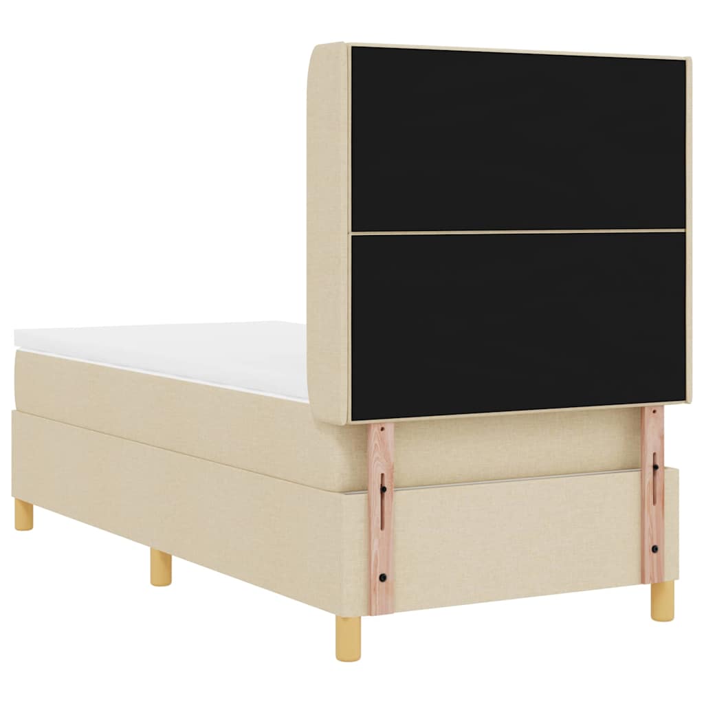 Box spring seng med hovedgærde Creme 90 x 190 cm Stof