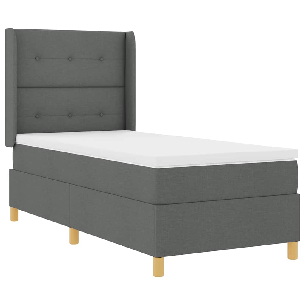 Box spring seng med hovedgærde Mørkegrå 90 x 200 cm Stof