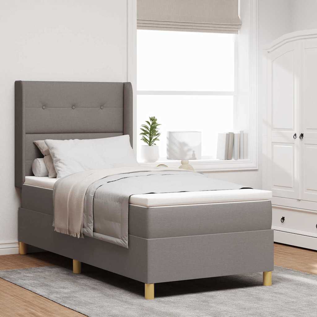 Box spring seng med pude Gråbrun 90 x 200 cm Stof