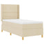 Box spring seng med hovedgærde Creme 90 x 200 cm Stof