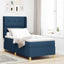 Box spring seng med hovedgærde Blå 90 x 200 cm Stof