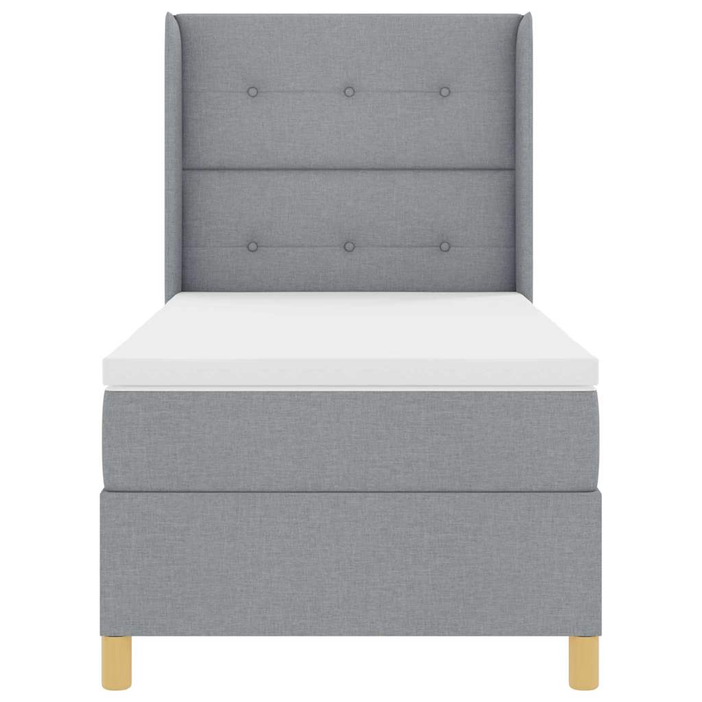 Box spring seng med hovedgærde Lysegrå 100 x 200 cm Stof