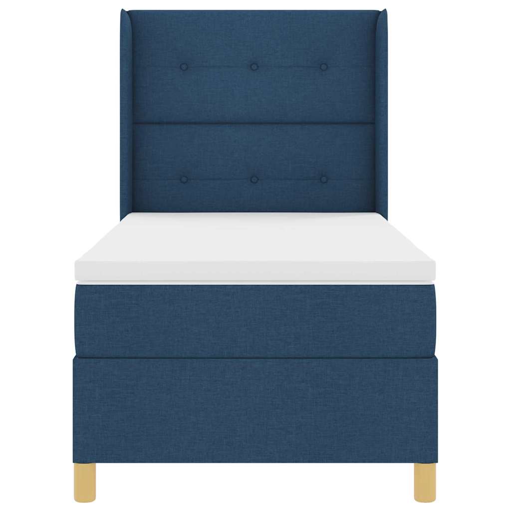 Box spring seng med hovedgærde Blå 100 x 200 cm Stof