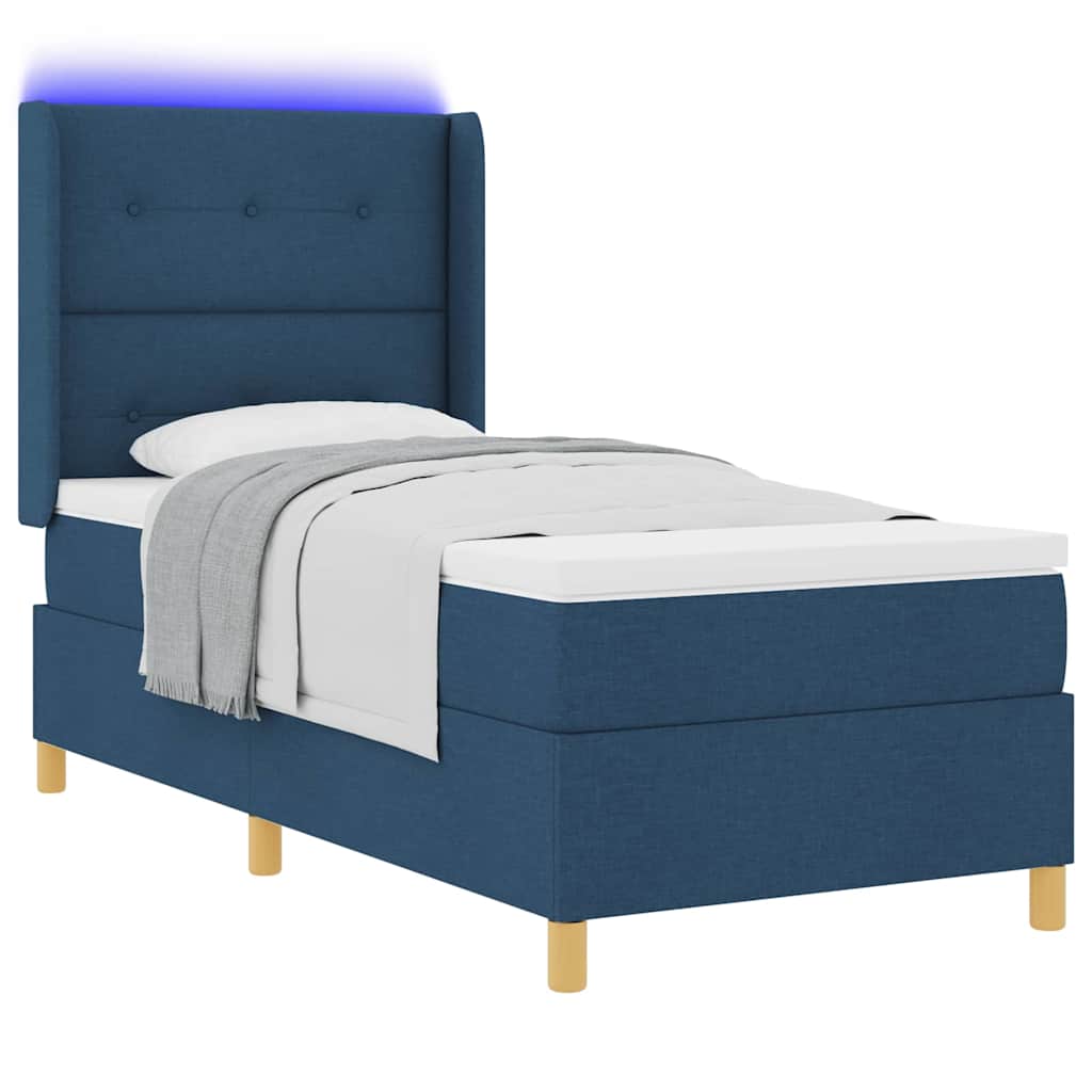Box spring seng med hovedgærde Blå 100 x 200 cm Stof