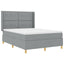 Box spring seng med hovedgærde Lysegrå 140 x 190 cm Stof