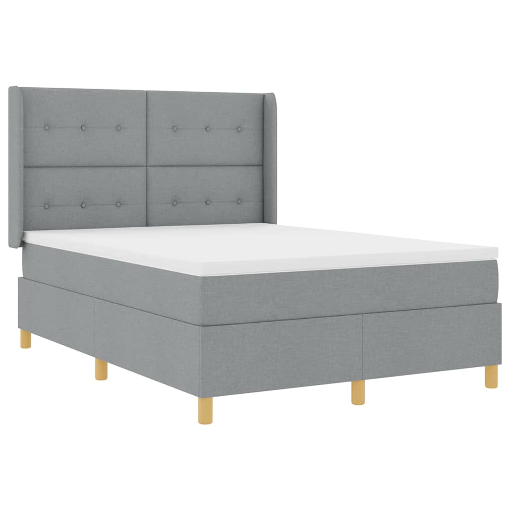 Box spring seng med hovedgærde Lysegrå 140 x 190 cm Stof