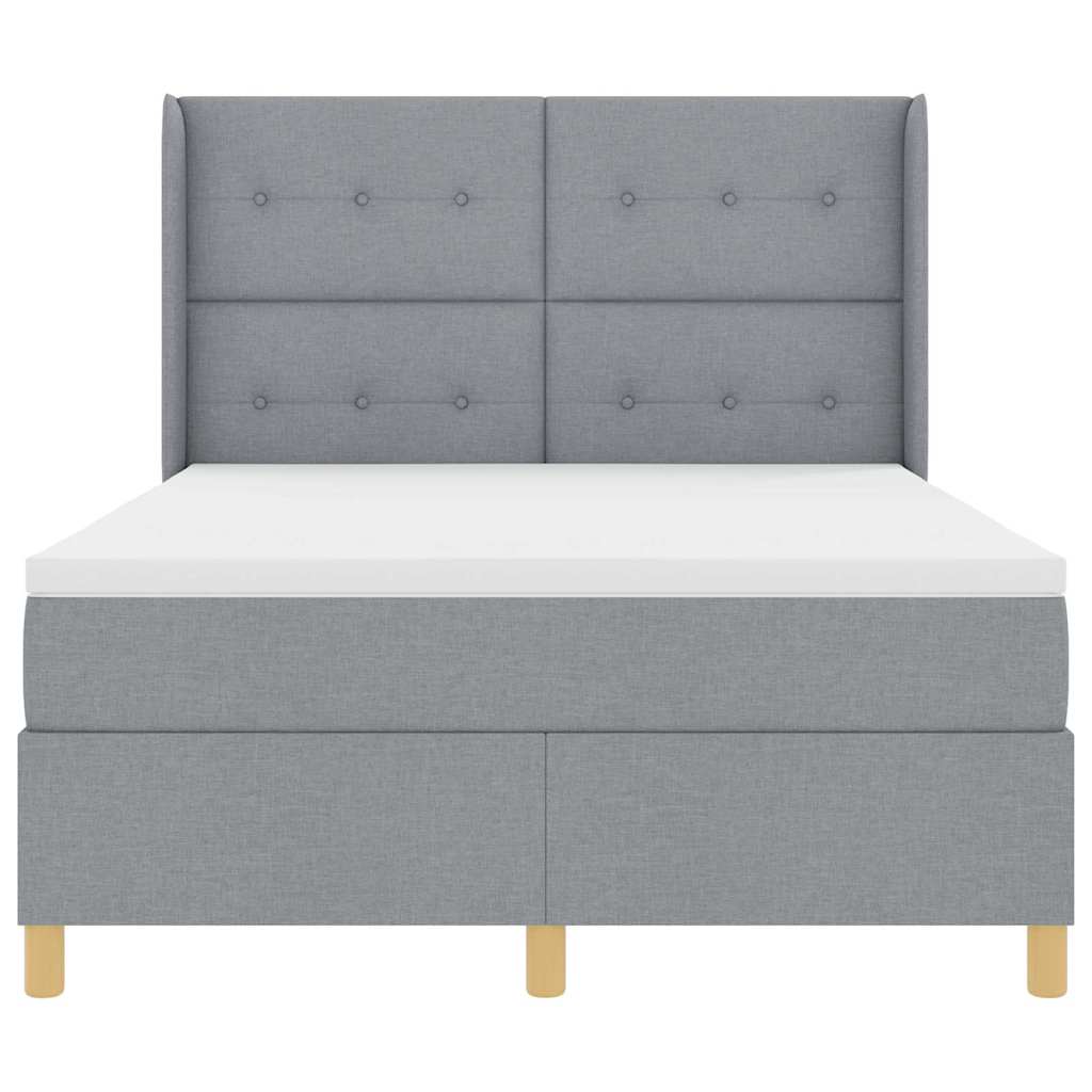 Box spring seng med hovedgærde Lysegrå 140 x 190 cm Stof