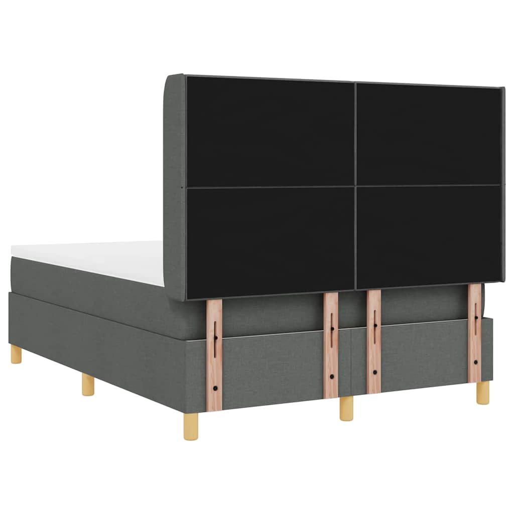 Box spring seng med hovedgærde Mørkegrå 140 x 190 cm Stof