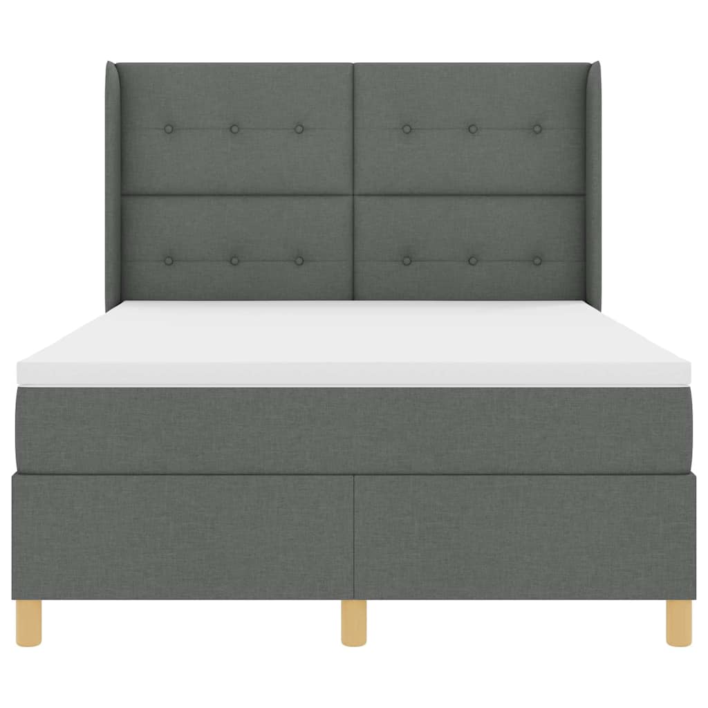 Box spring seng med hovedgærde Mørkegrå 140 x 190 cm Stof