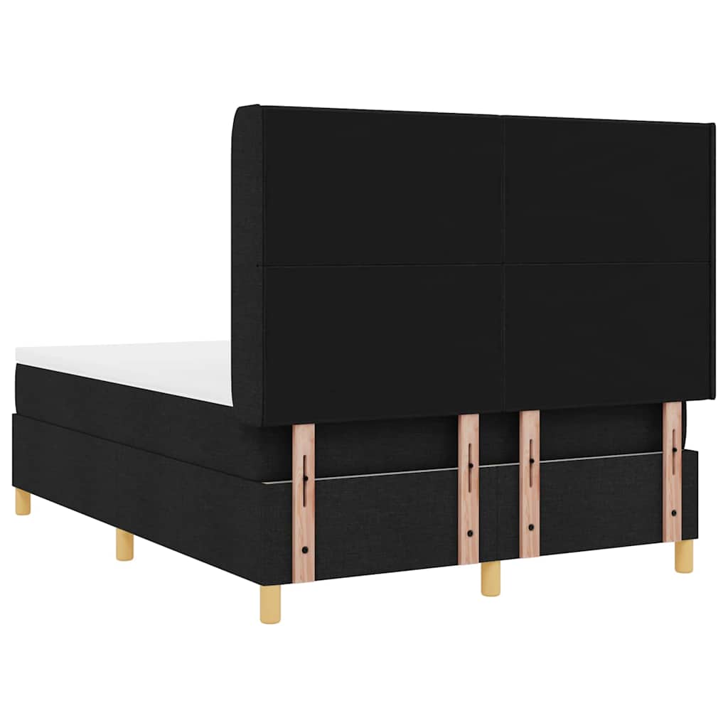 Box spring seng med hovedgærde Sort 140 x 190 cm Stof