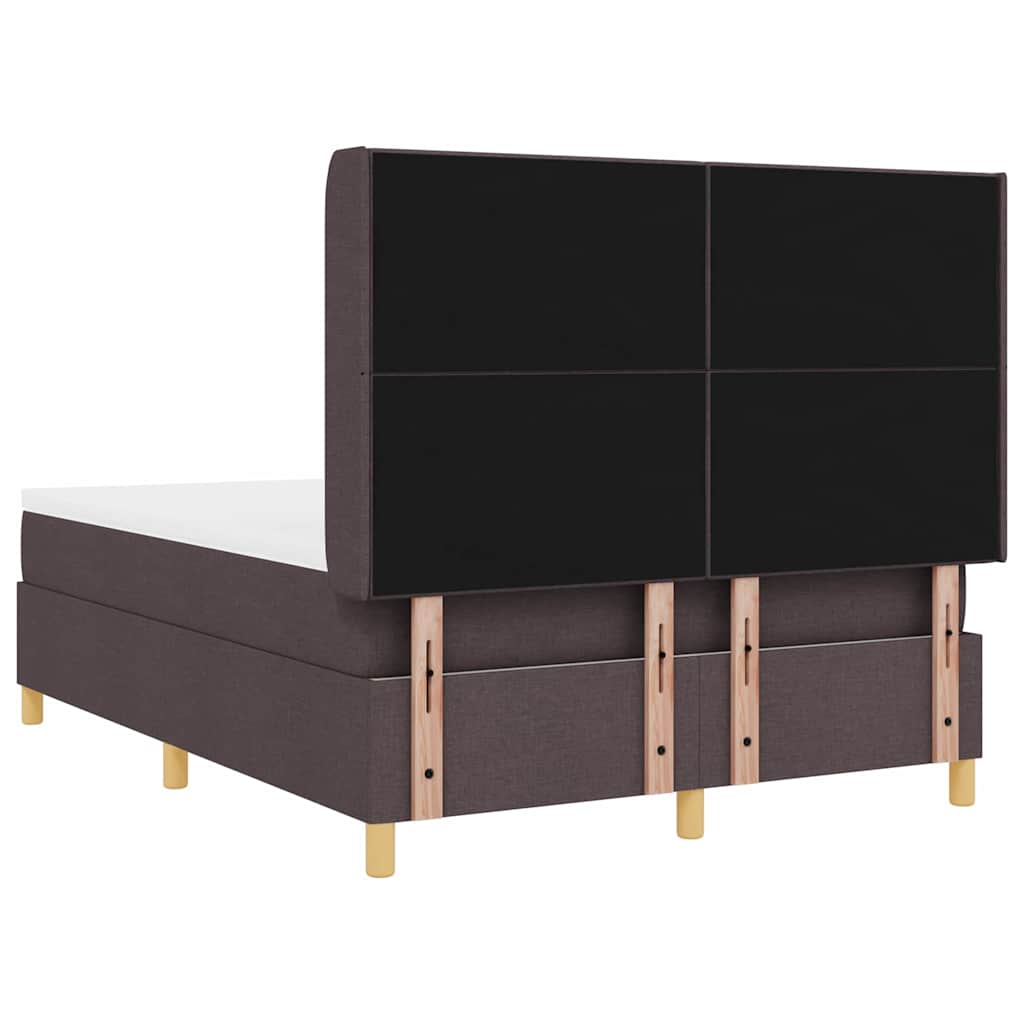 Box spring seng med hovedgærde Mørk Brun 140 x 190 cm Stof