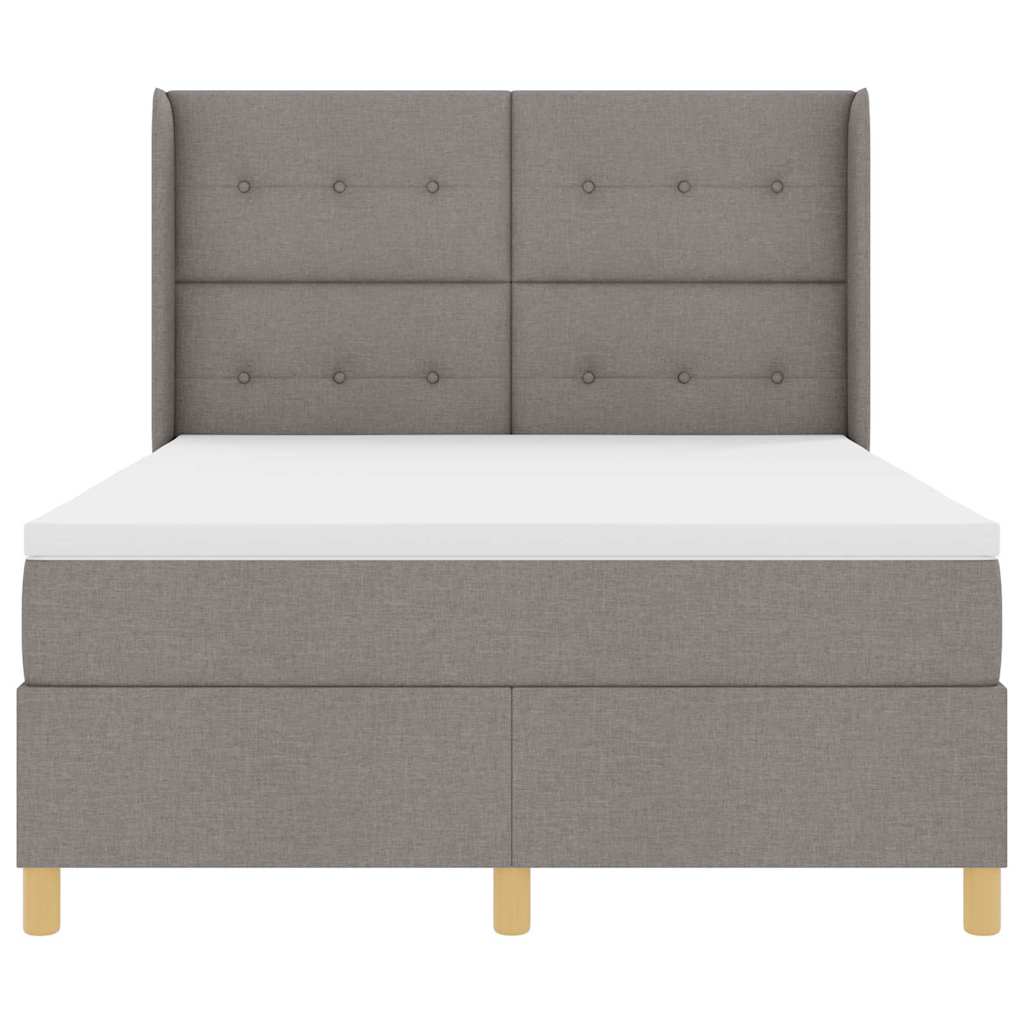 Box spring seng med hovedgærde Gråbrun 140 x 190 cm Stof