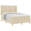 Box spring seng med hovedgærde Creme 140 x 190 cm Stof