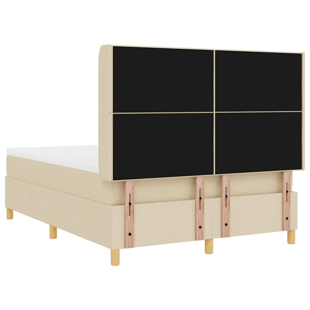 Box spring seng med hovedgærde Creme 140 x 190 cm Stof