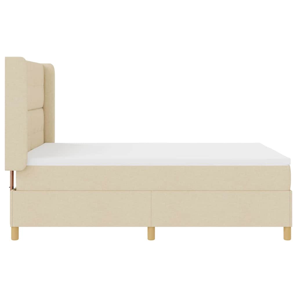 Box spring seng med hovedgærde Creme 140 x 190 cm Stof