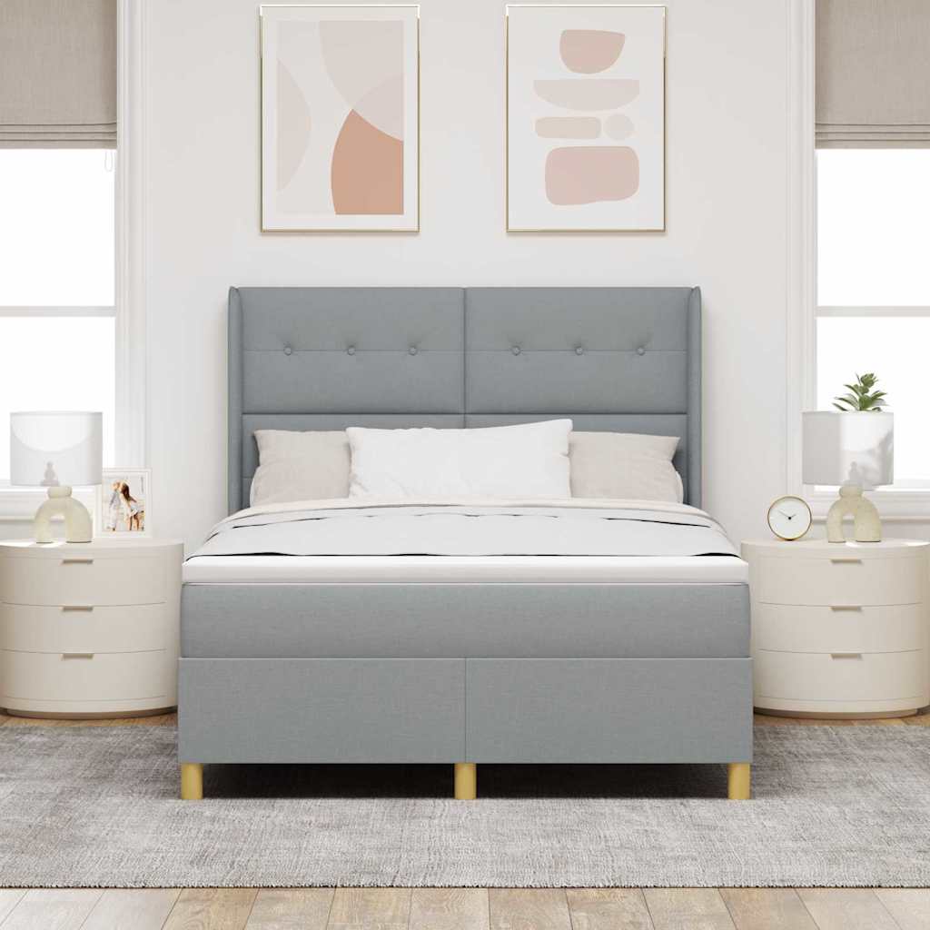 Box spring seng med hovedgærde Lysegrå 140 x 200 cm Stof